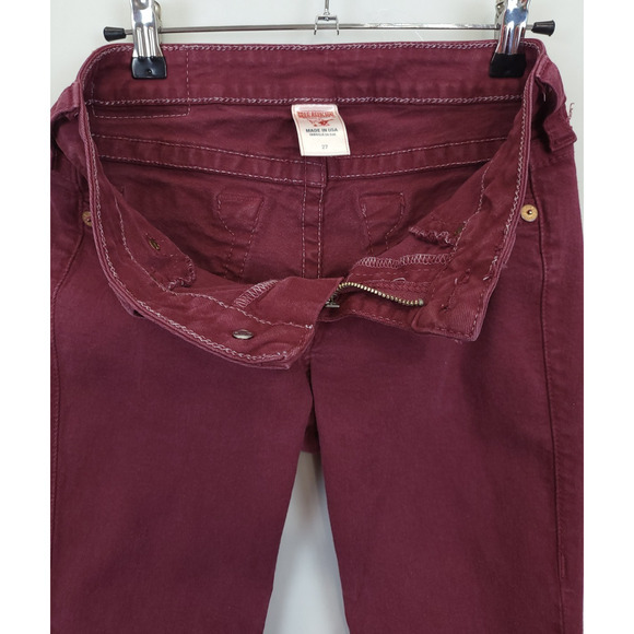 True Religion‎ Jeans Women 27 Burgundy Hi Rise Legging Stretch Skinny USA Made - Picture 12 of 14